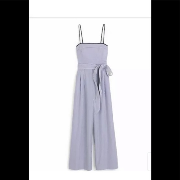J. Crew Pants - J. Crew Marseille Blue Pinstriped Jumpsuit